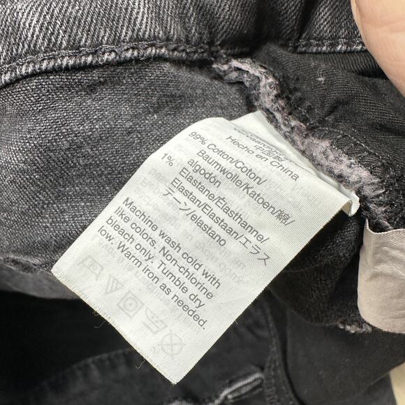 Madewell Black Stretch Denim Straight Raw Hem Casual Frayed Denim Mini Skirt 32 - Picture 9 of 13